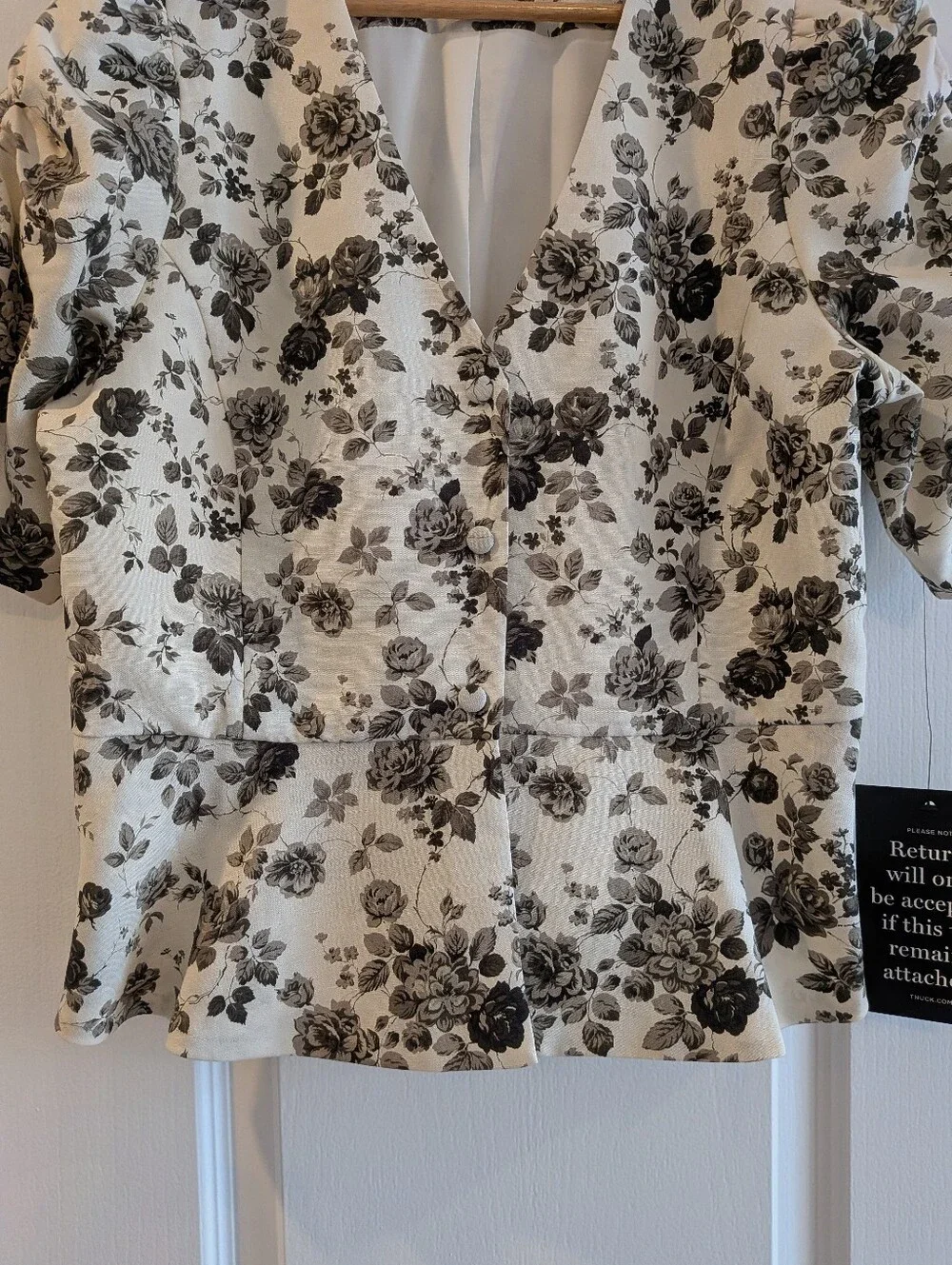 Tuckernuck Lisle Floral Peplum Top Puff Sleeve Blouse Preppy Office Size XL NWOT